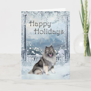 Keeshond Winter Holiday Kaart