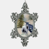Keeshond Winter Scene Snowflake Tin Sneeuwvlok Ornament (Links)