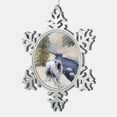 Keeshond Winter Scene Snowflake Tin Sneeuwvlok Ornament (Rechts)