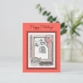 Keeshond Winter Window Paining Art Briefkaart (Staand voorkant)