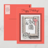 Keeshond Winter Window Paining Art Briefkaart (Voorkant / Achterkant)