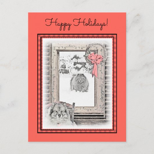 Keeshond Winter Window Paining Art Briefkaart (Voorkant)