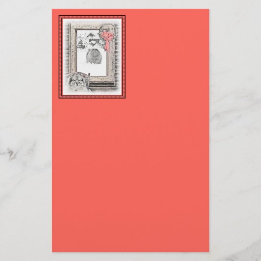 Keeshond Winter Window Paining Art Briefpapier (Voorkant)