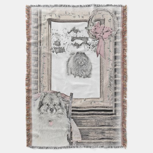 Keeshond Winter Window Paining Art Deken (Voorkant Verticaal)