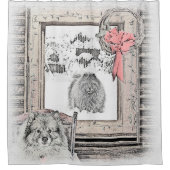 Keeshond Winter Window Paining Art Douchegordijn (Voorkant)