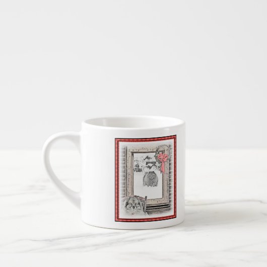 Keeshond Winter Window Paining Art Espresso Kop (Links)