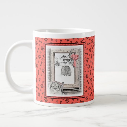 Keeshond Winter Window Paining Art Grote Koffiekop (Links)