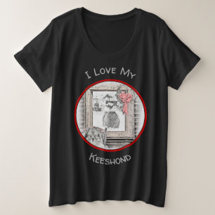 Keeshond Winter Window Paining Art Grote Maat T-shirt