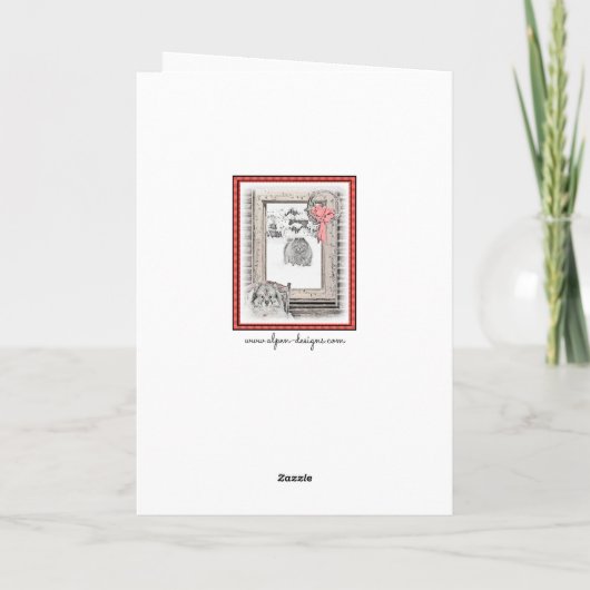 Keeshond Winter Window Paining Art Kaart (Achterkant)