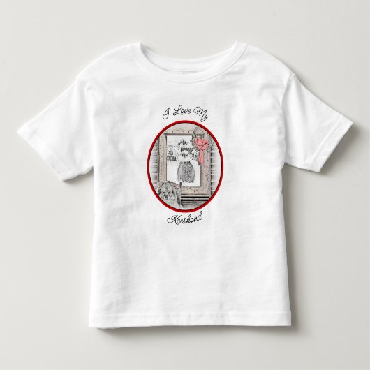 Keeshond Winter Window Paining Art Kinder Shirts (Voorkant)