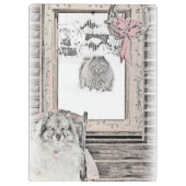 Keeshond Winter Window Paining Art Klembord (Achterkant)