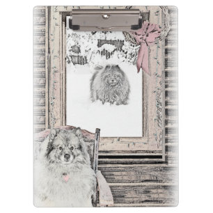 Keeshond Winter Window Paining Art Klembord