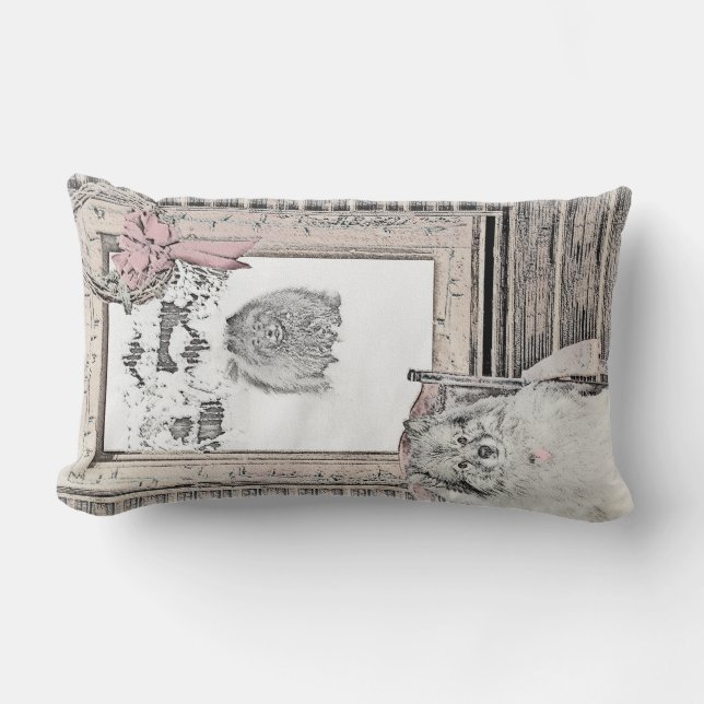 Keeshond Winter Window Paining Art Kussen (Voorkant)