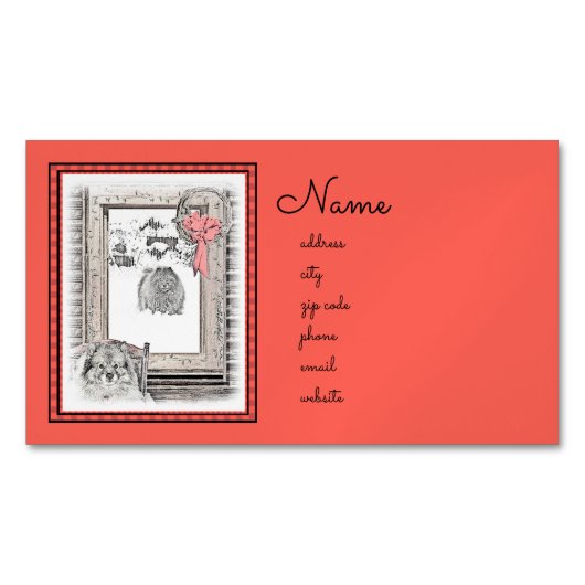 Keeshond Winter Window Paining Art Magnetisch Visitekaartje (Voorkant)