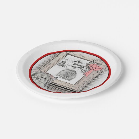 Keeshond Winter Window Paining Art Papieren Bordje (Gekanteld)