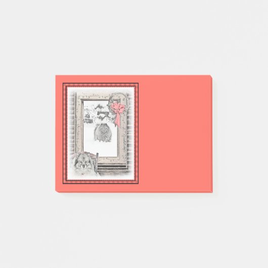 Keeshond Winter Window Paining Art Post-it® Notes (Voorkant)