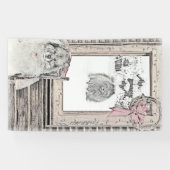 Keeshond Winter Window Paining Art Spandoek (Horizontaal)