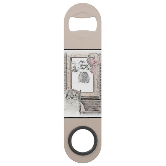 Keeshond Winter Window Paining Art Speed Flessenopener (Voorkant)