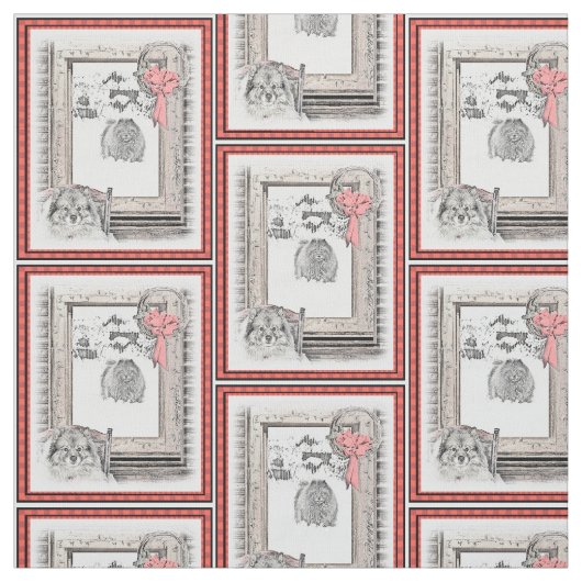 Keeshond Winter Window Paining Art Stof (Swatch)