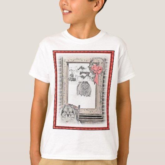 Keeshond Winter Window Paining Art T-shirt (Voorkant)