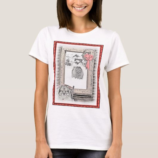Keeshond Winter Window Paining Art T-shirt (Voorkant)