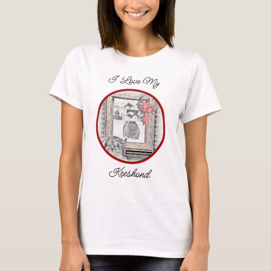 Keeshond Winter Window Paining Art T-shirt (Voorkant)