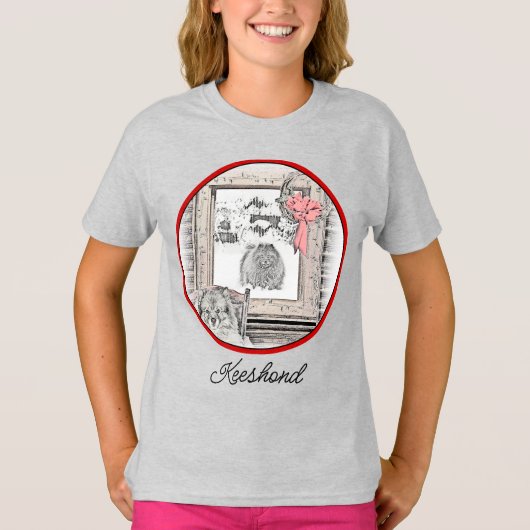 Keeshond Winter Window Paining Art T-shirt (Voorkant)