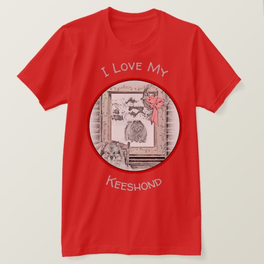 Keeshond Winter Window Paining Art T-shirt (Design voorkant)