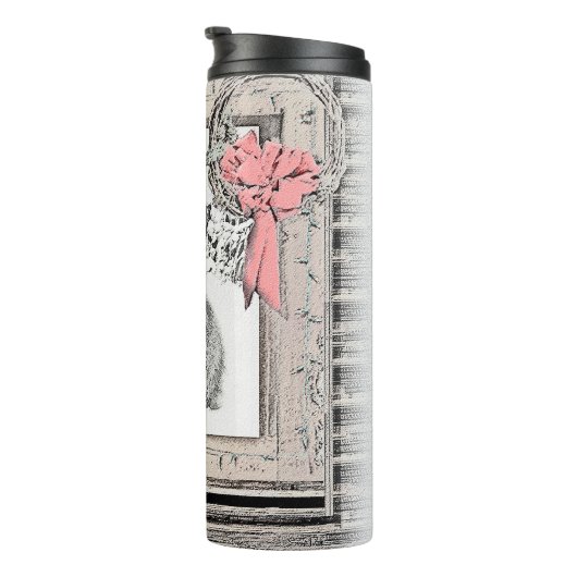 Keeshond Winter Window Paining Art Thermosbeker (Geroteerd rechts)