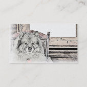 Keeshond Winter Window Paining Art Visitekaartje (Achterkant)