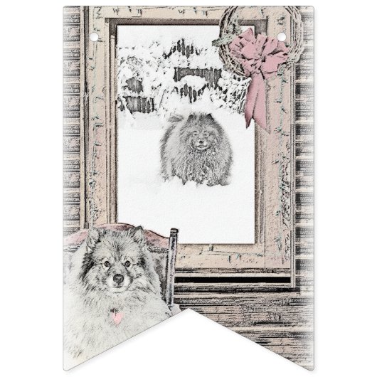 Keeshond Winter Window Paining Art Vlaggetjes (Eerste vlag)
