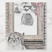 Keeshond Winter Window Paining Art Wijn Etiket (Enkel label)