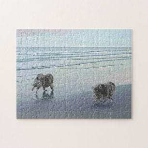 Keeshonden aan de Zee Schilderij Hond Kunst Legpuzzel