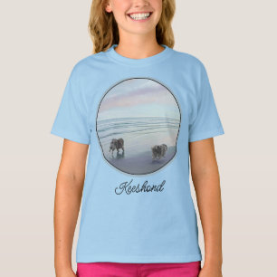 Keeshonden aan de zeekust Schilderij Hond Kunst T-shirt