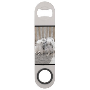 Keeshonden bij het hek Schilderij - Originele Hond Speed Flessenopener