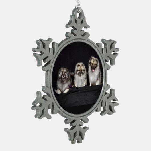 Keeshonden for Keeps Snowflake Pewter Ornament (Links)