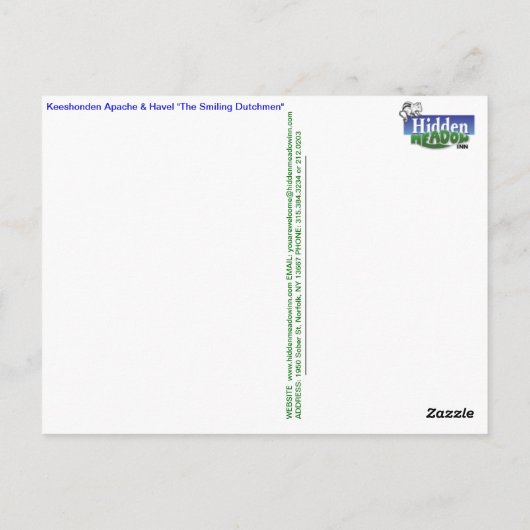 Keeshonds Apache & Havel Smiling Dutchmen Postcard Briefkaart (Achterkant)
