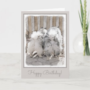 Keeshonds at the Gate Painting - Original Dog Art Kaart