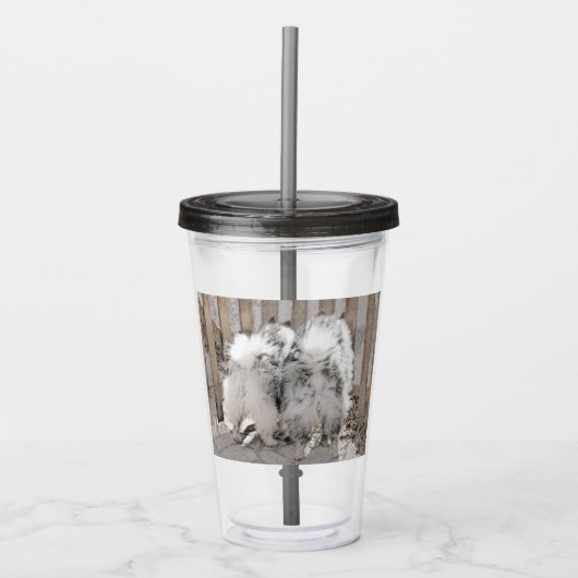 Keeshonds bij het schilderen van de poort - Oorspr Acryl Drinkbeker (Voorkant)