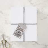 Keeshonds bij het schilderen van de poort - Oorspr Cadeaulabel (Met Touw)