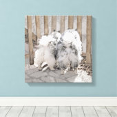 Keeshonds bij het schilderen van de poort - Oorspr Canvas Afdruk (Insitu (Houten vloer))
