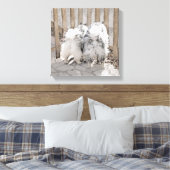 Keeshonds bij het schilderen van de poort - Oorspr Canvas Afdruk (Insitu (Slaapkamer))