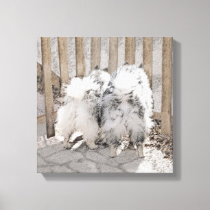 Keeshonds bij het schilderen van de poort - Oorspr Canvas Afdruk