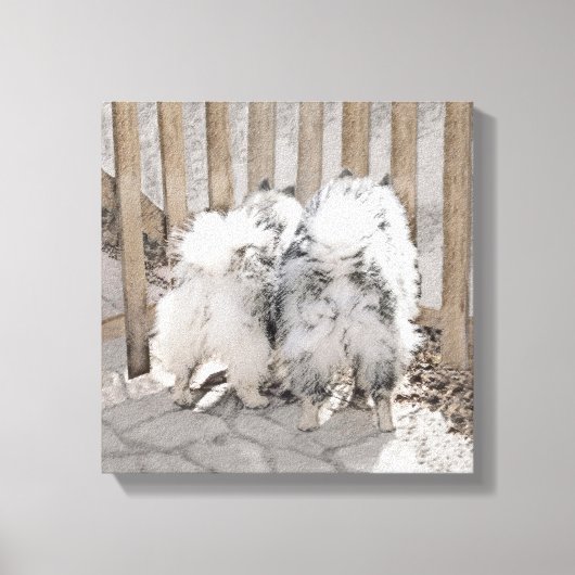 Keeshonds bij het schilderen van de poort - Oorspr Canvas Afdruk (Voorkant)