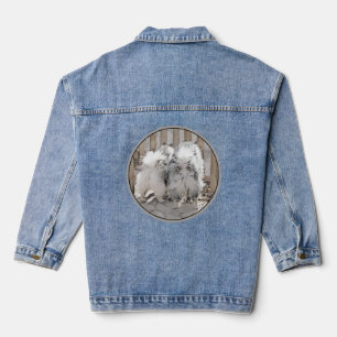 Keeshonds bij het schilderen van de poort - Oorspr Denim Jacket