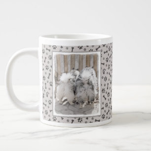 Keeshonds bij het schilderen van de poort - Oorspr Grote Koffiekop