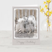 Keeshonds bij het schilderen van de poort - Oorspr Kaart (Gele Bloem)