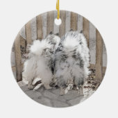 Keeshonds bij het schilderen van de poort - Oorspr Keramisch Ornament (Achterkant)