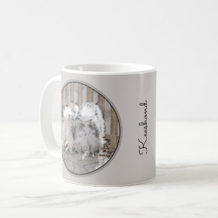 Keeshonds bij het schilderen van de poort - Oorspr Koffiemok