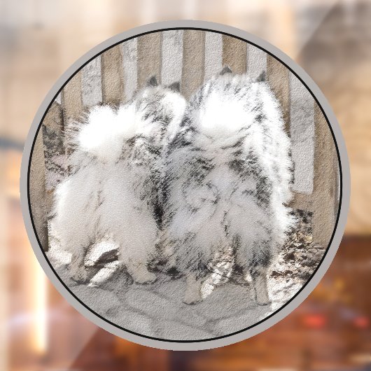 Keeshonds bij het schilderen van de poort - Oorspr Raamsticker (Vel 2)